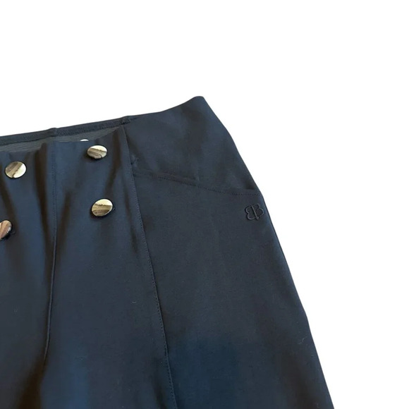 Betabrand Pull On Black Pants Wide Leg Button Detail Office Size Small Petite - Picture 4 of 10